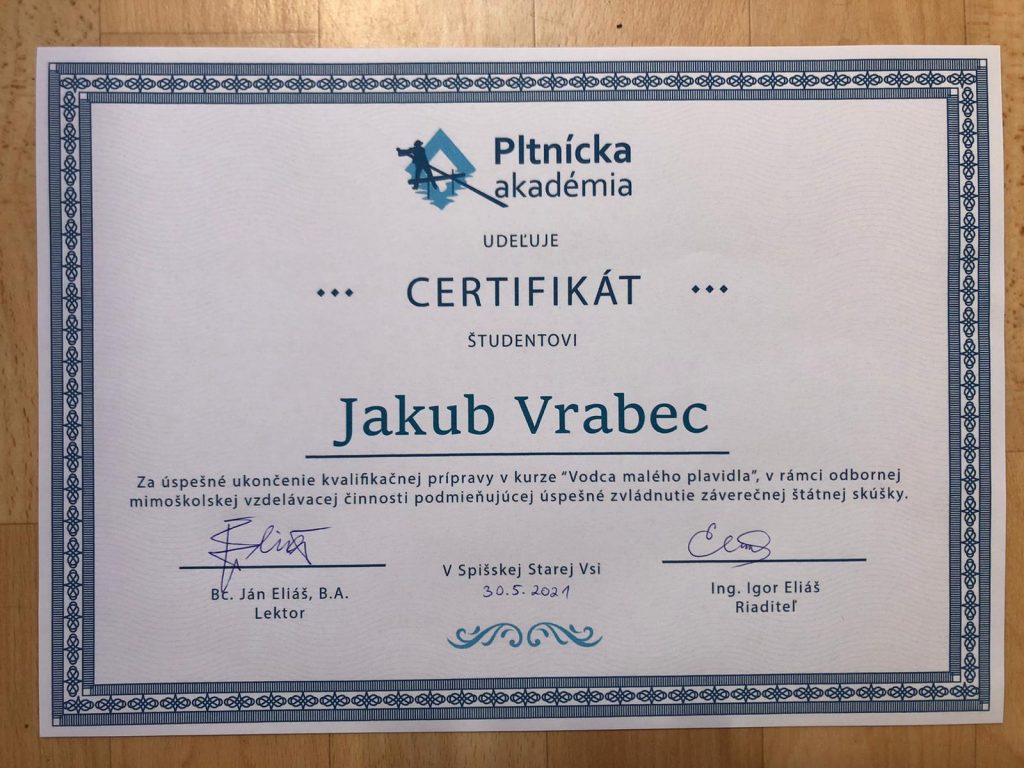 Pltnícka akadémia - certifikát